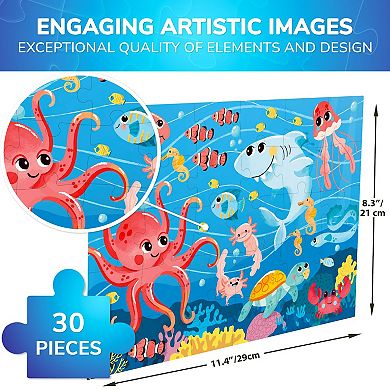QUOKKA Jigsaw Puzzles 30 Pcs Sea World for Kids 3-5 Years - Learning Puzzles - Educational Toys