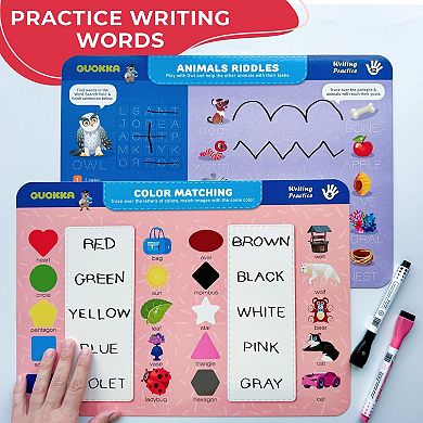 QUOKKA Busy Book Practice Handwriting ABC Learn to Write 30 Tasks for Kids 3-5 Years Pre K Learning