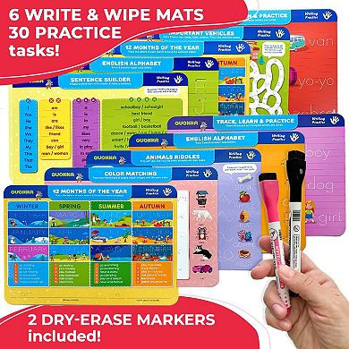 QUOKKA Busy Book Practice Handwriting ABC Learn to Write 30 Tasks for Kids 3-5 Years Pre K Learning