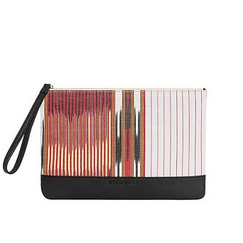 Puli Calfskin & Handloomed Fabric Clutch