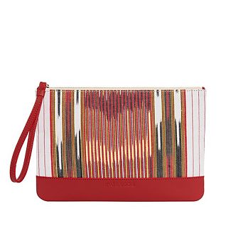 Puli Calfskin & Handloomed Fabric Clutch