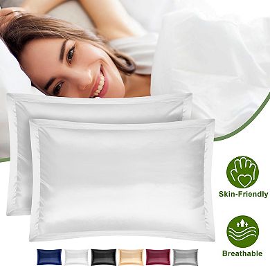 2 Pack Satin Pillowcases Queen Size Silky Soft Pillow Covers for Hair & Skin Care