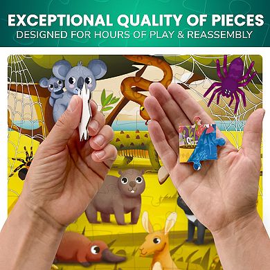 QUOKKA Set 4 Vertical Jigsaw Puzzles 60 Pcs For 5-7 Year Birds, Polar, Forest & Australia Animals