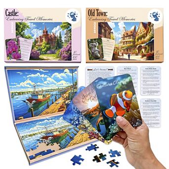 QUOKKA Set of 3 Dementia Puzzles Travel Memories 100 pc 9 Memory Cards Alzheimer's Activities