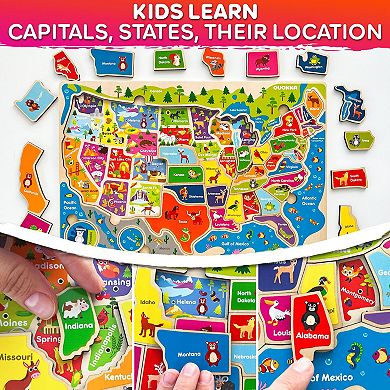 QUOKKA Set of 3 Puzzles Wood for Kids 4-6 Learning Maps Jigsaw