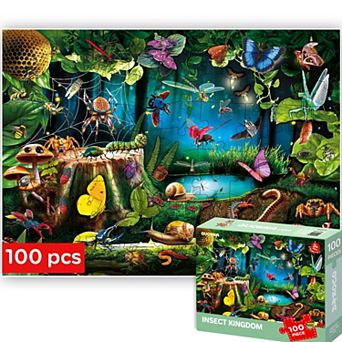 QUOKKA Jigsaw Puzzles 100 pc Forest Bugs for Kids 5-8 Years Floor Toy for Learning for Boy and Girl