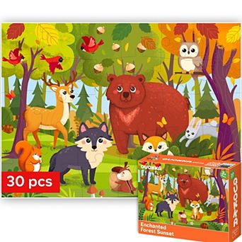 QUOKKA Jigsaw Puzzles 30 pc Forest Animals for Kids 3-5 Years - Learning Puzzles - Educational Toys