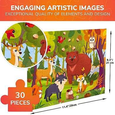 QUOKKA Jigsaw Puzzles 30 Pcs Forest Animals for Kids 3-5 Years - Learning Puzzles - Educational Toys