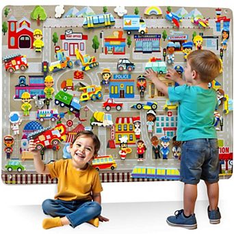 QUOKKA Felt Board - Social Preschool Learning City - Educational Flannel Toy for Kids 3-5 Years