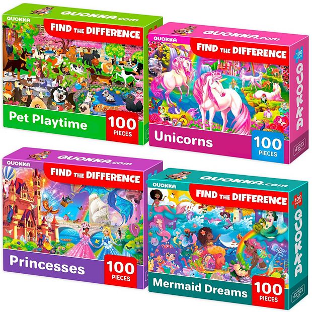 QUOKKA Set of 4 Jigsaw Puzzles 100 PCS Search and Find Mermaids