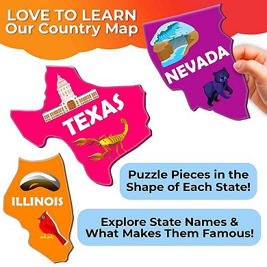 QUOKKA States Puzzle for Kids 4-6 70 Piece Map with 50 Learning Cards & 400+ Fun Facts