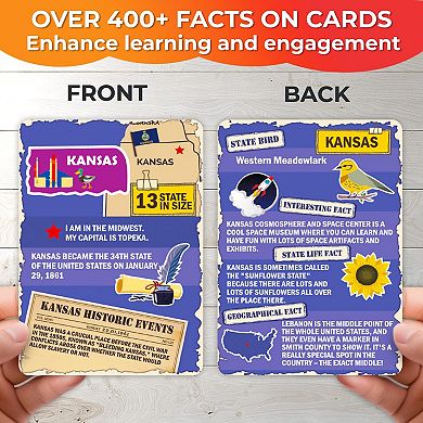 QUOKKA States Puzzle for Kids 4-6 70 Piece Map with 50 Learning Cards & 400+ Fun Facts