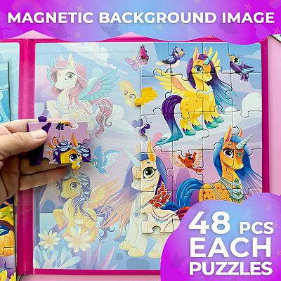 QUOKKA Magnetic Unicorn & Mermaid Puzzles 2x48 Set - Travel