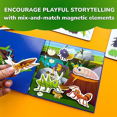 QUOKKA Travel Magnetic Puzzles 20+Pcs Bugs Game with Extra-Long Play Book for Kids 3-5 Years