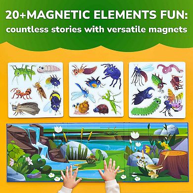 QUOKKA Travel Magnetic Puzzles 20+Pcs Bugs Game with Extra-Long Play Book for Kids 3-5 Years