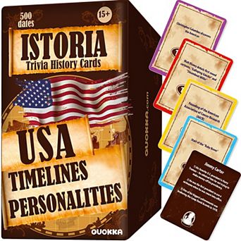 QUOKKA Trivia Card Game - Istoria 500 Double-Sided Cards History of States & Personality for Adults