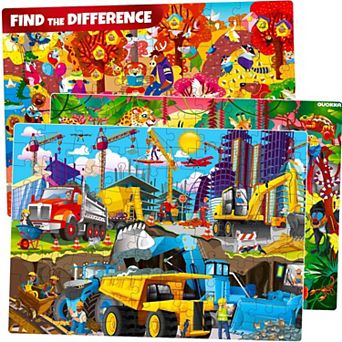 QUOKKA Set of 3 Jiqsaw Puzzles 100 pc Animals and Cars for Kids Ages 4-8 Years Learning Game Gift