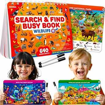 QUOKKA Busy Book for Toddlers 3-5 Places Visit Search and Find Activity Book - Dry Erase Workbooks