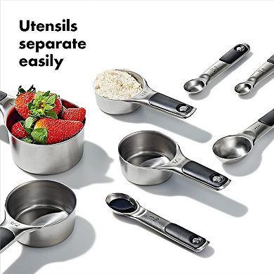 Stainless Steel Measuring Cups and Spoons 8-Piece Set, 4 Cups and 4 Spoons