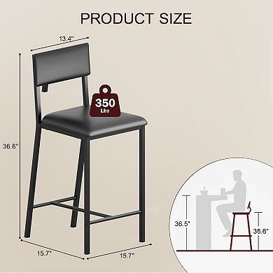 IDEALHOUSE Upholstered Bar Stool with Metal Legs
