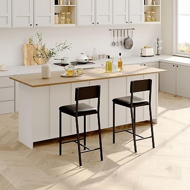 IDEALHOUSE Upholstered Bar Stool with Metal Legs