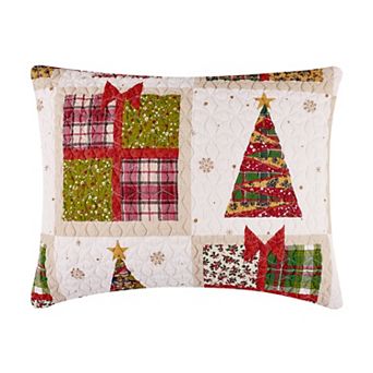 100% Cotton Face Microfiber Back with Polyester Fill Deck the Halls Sham Red