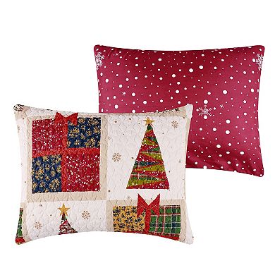 100% Cotton Face Microfiber Back with Polyester Fill Deck the Halls Sham Red