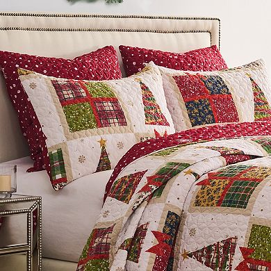 100% Cotton Face Microfiber Back with Polyester Fill Deck the Halls Sham Red