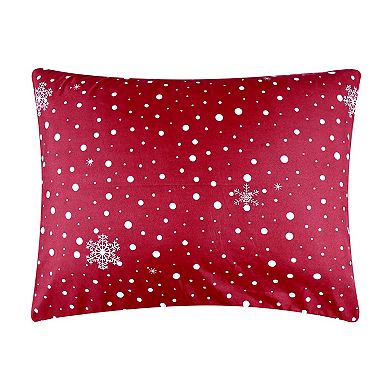 100% Cotton Face Microfiber Back with Polyester Fill Deck the Halls Sham Red