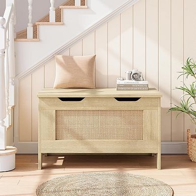 IDEALHOUSE Farmhouse Storage Chest with Safety Hinge