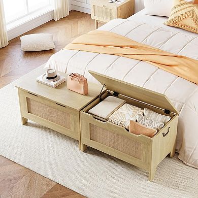 IDEALHOUSE Farmhouse Storage Chest with Safety Hinge