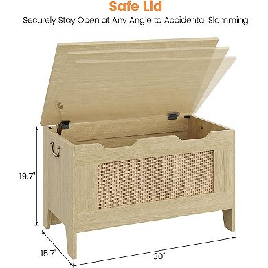 IDEALHOUSE Farmhouse Storage Chest with Safety Hinge