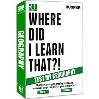 QUOKKA Where Did I Learn It? Geography Trivia Game 500 Questions for Families, Teens & Adults