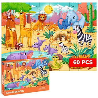 QUOKKA Jigsaw Puzzles 60 pc with African Animals for Kids 4-6 Years Educational Learning Game