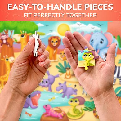 QUOKKA Jigsaw Puzzles 60 Pieces with African Animals for Kids 4-6 Years Educational Learning Game