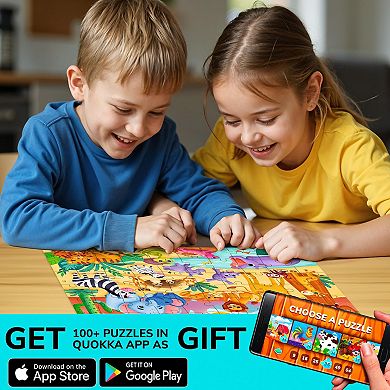 QUOKKA Jigsaw Puzzles 60 Pieces with African Animals for Kids 4-6 Years Educational Learning Game