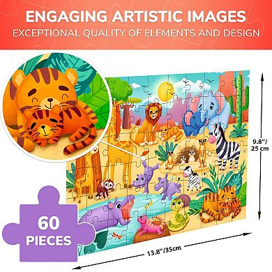 QUOKKA Jigsaw Puzzles 60 Pieces with African Animals for Kids 4-6 Years Educational Learning Game