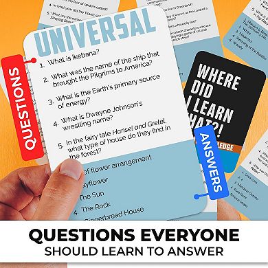 QUOKKA Where Did I Learn It? Universal Trivia Game 500 Questions for Families, Teens & Adults