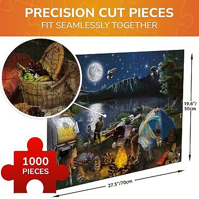 QUOKKA Campfire Puzzle - 1000 Piece Colorful Jigsaw for Adults, Teens & Kids Ages 8+