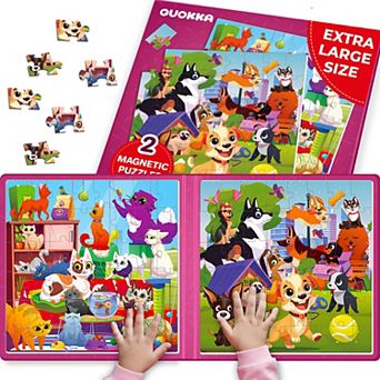 QUOKKA Cats & Dogs Magnetic Travel Puzzles 2×48 pc Learning Set for Toddlers and Kids 35