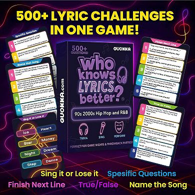 QUOKKA Who Knows Lyrics Better? 500+ Hip-Hop & R&B Challenges 90s2000s Music Trivia Game Night