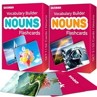 QUOKKA Noun Flash Cards 104 ABA, ESL, Early Learning Picture Set for Kids and Adult Vocabulary