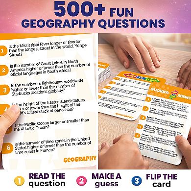 QUOKKA Higher or Lower Trivia Card Game for Kids & Adults Family Knowledge Challenge