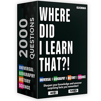 QUOKKA Where Did I Learn It? Set of 4 Trivia Game 500 Questions for Families, Teens & Adults