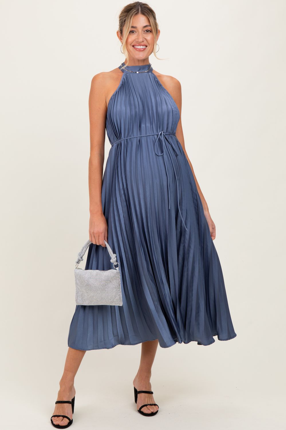 Женские платья Maternity Green Pleated Halter Dress