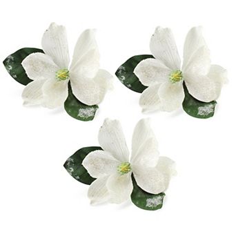Christmas Magnolia Floral Picks (3-Pack, White)