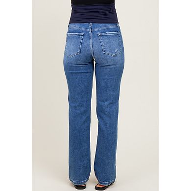 Maternity Mid Rise Full Length Straight Leg Maternity Jeans