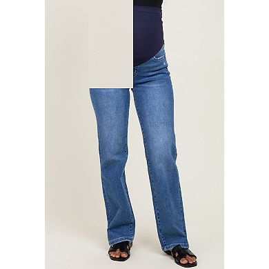 Maternity Mid Rise Full Length Straight Leg Maternity Jeans