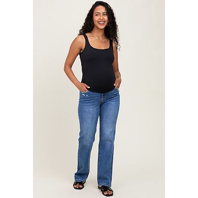 Maternity Mid Rise Full Length Straight Leg Maternity Jeans