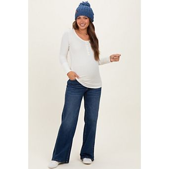 Maternity Dark Wash Relaxed Wide Leg Maternity Jeans